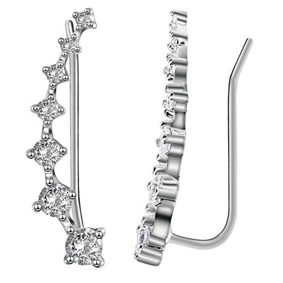 Sterling Silver Post Ear Crawler With CZ Studs - Picture 7 of 7